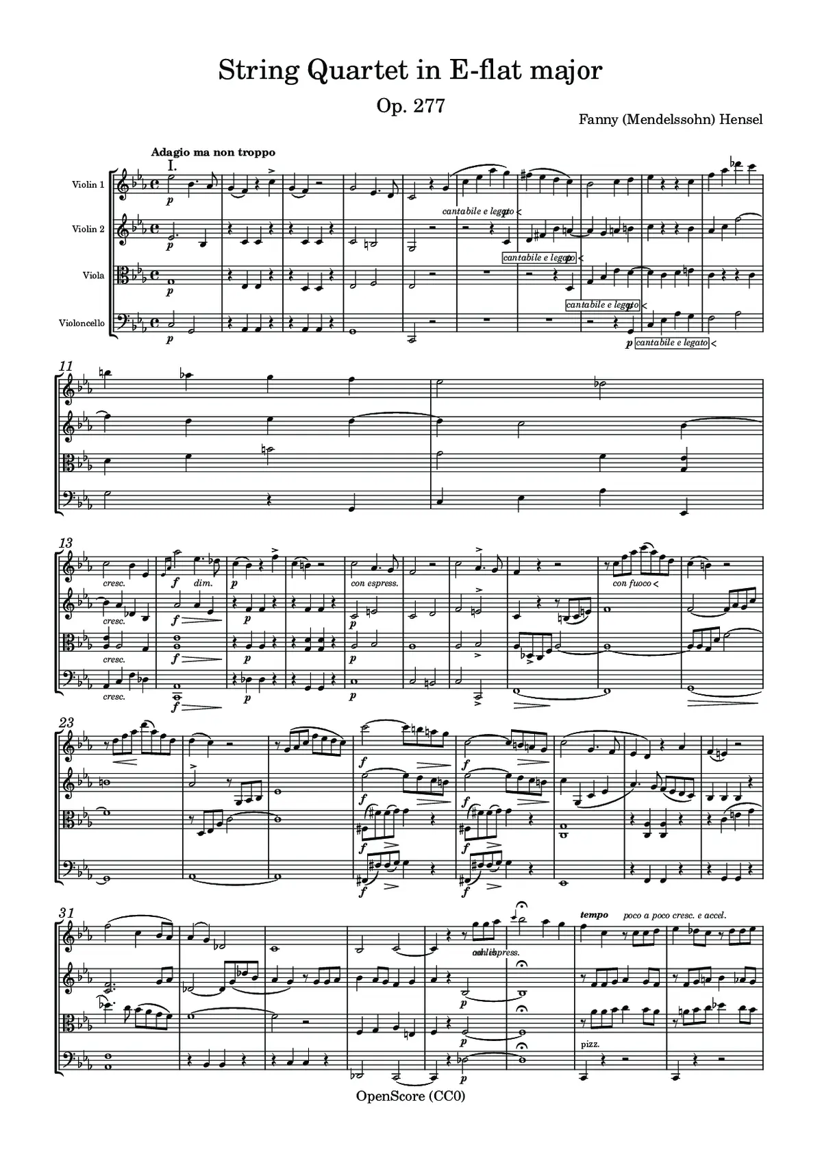 String Quartet in E-flat major, Op. 277 - Page 1