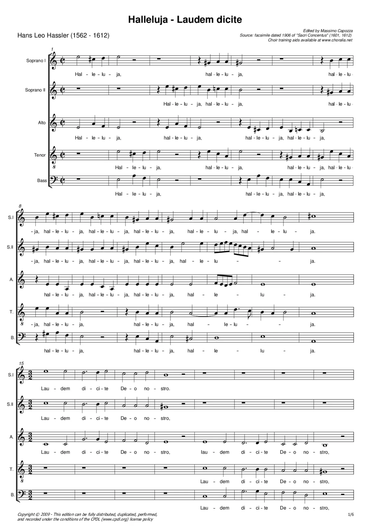 Alleluia. Laudem dicite a 5 - Page 1