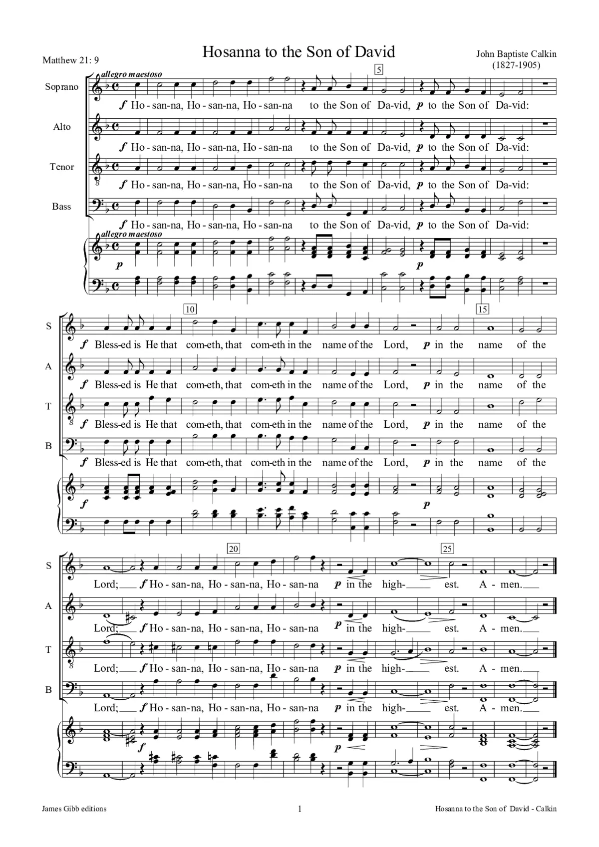 Hosanna to the Son of David - Page 1