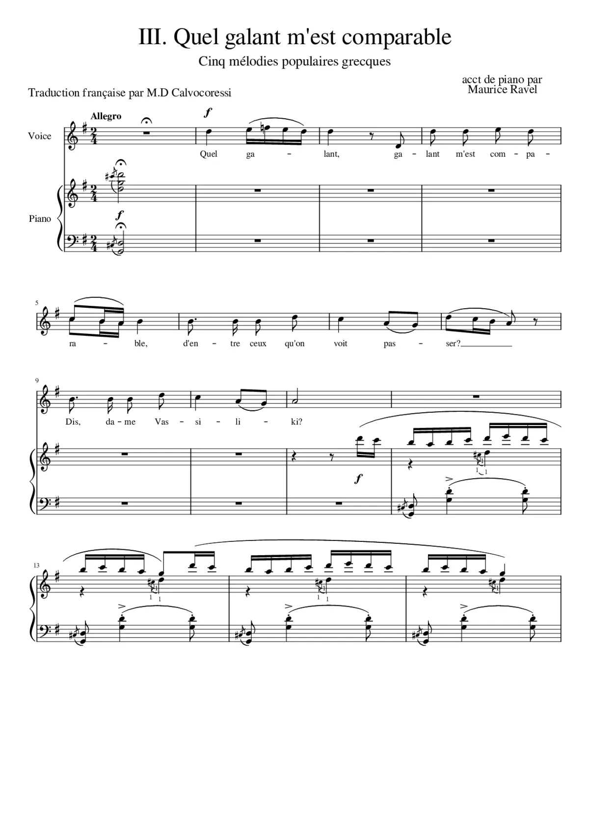 Cinq mélodies populaires grecques - Page 1