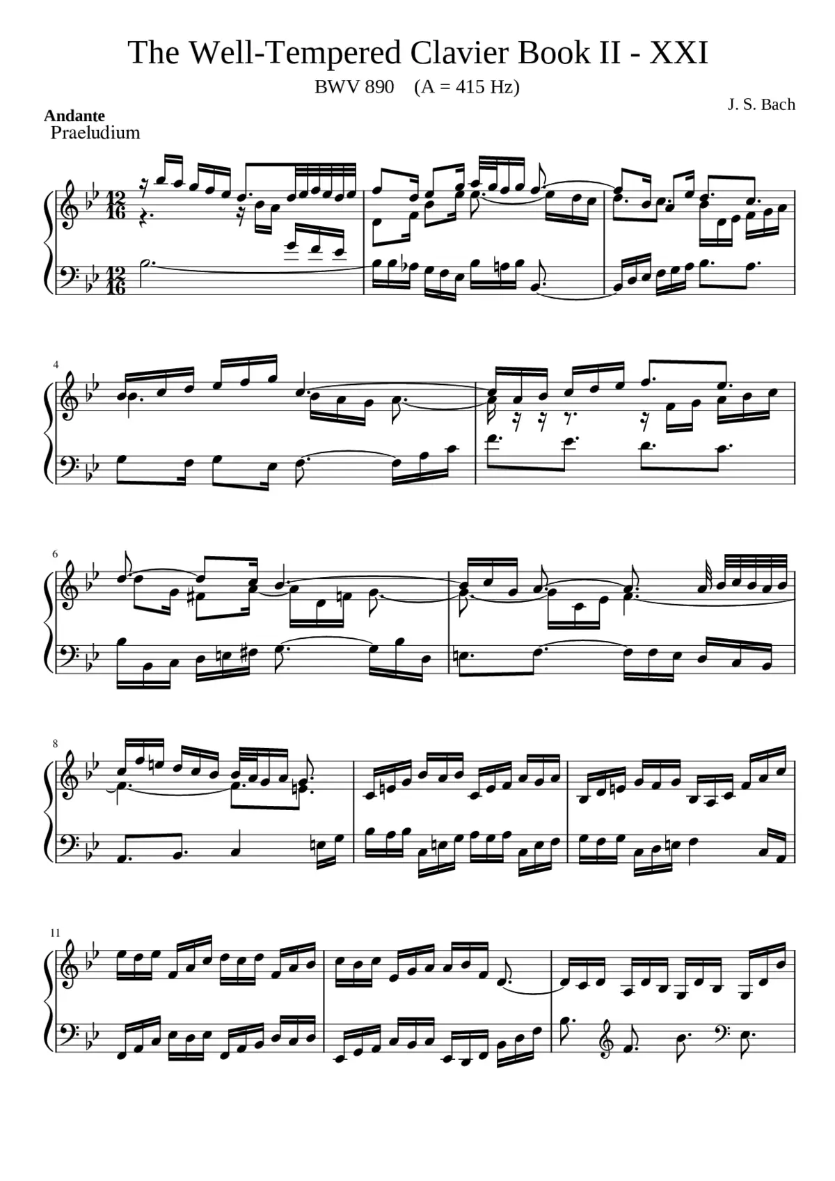 Prelude and Fugue in B-flat major BWV 890 - Page 1