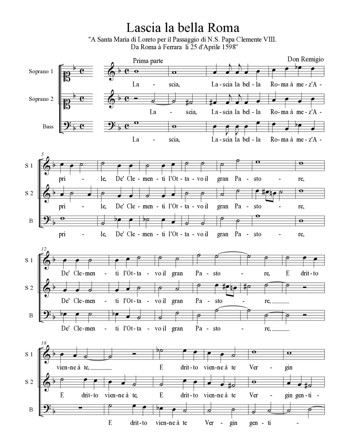 Lascia la bella Roma - Page 1