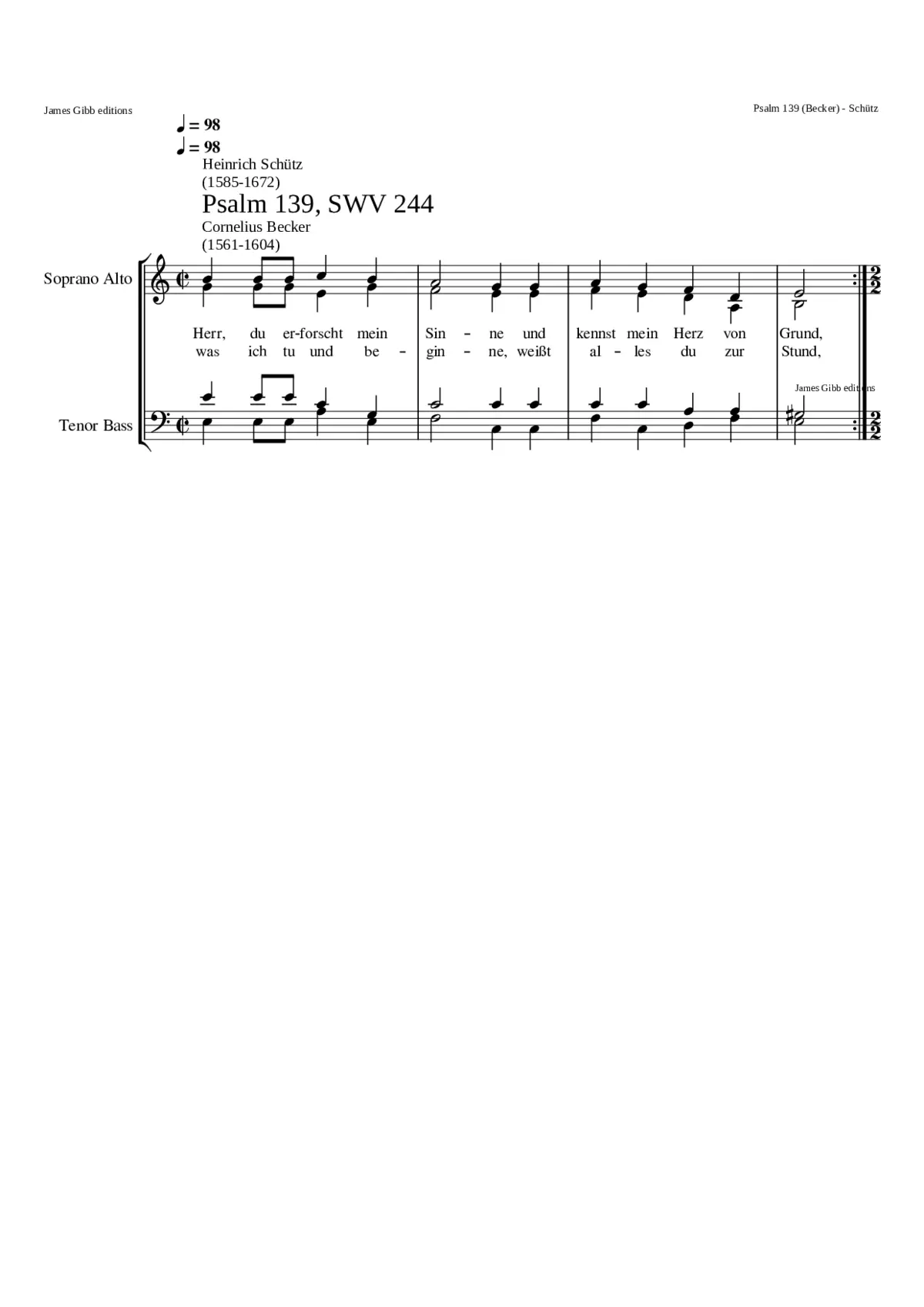 Herrdu erforschst mein Sinne SWV 244 - Page 1