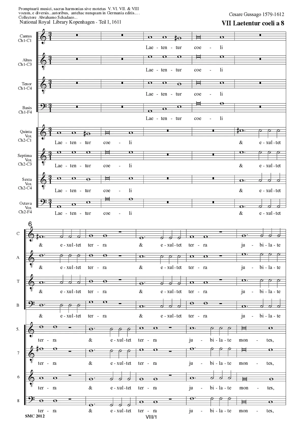 Laetentur coeli a 8 - Page 1