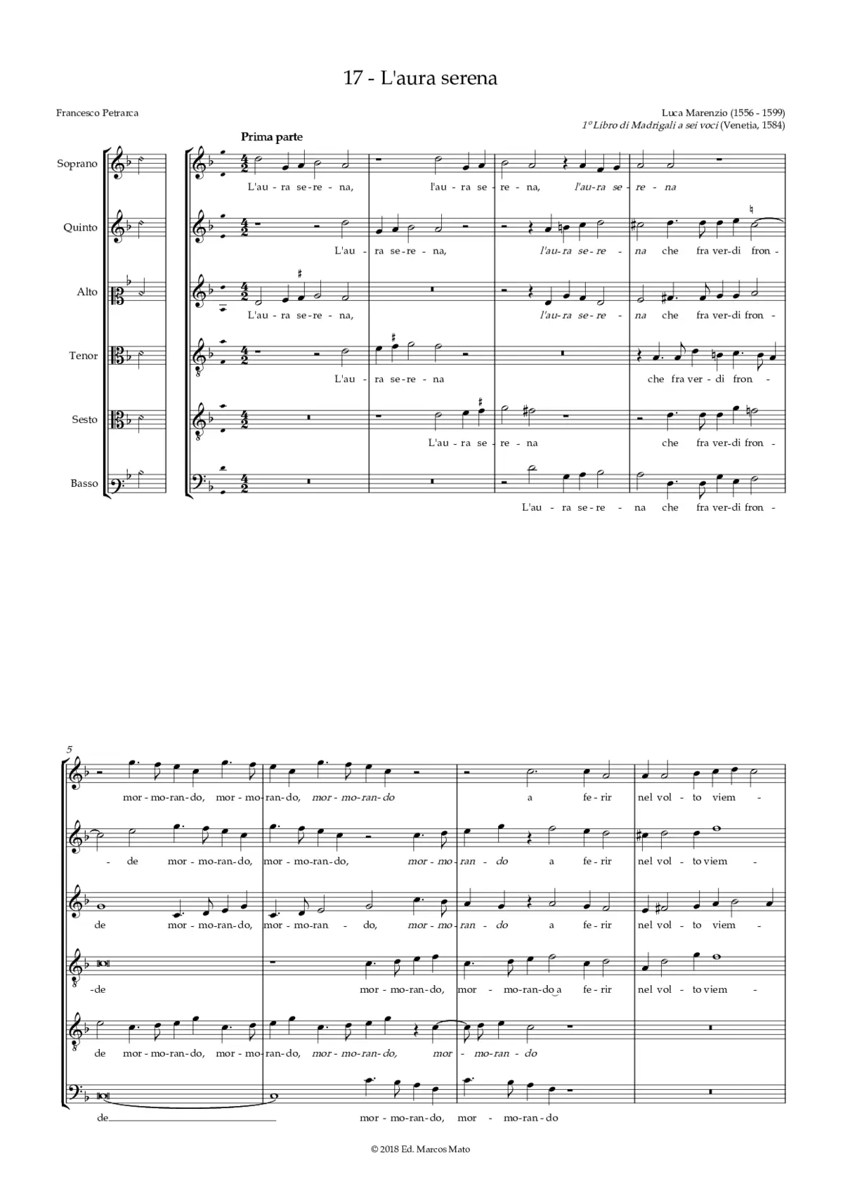 L'aura serena che fra verdi fronde - Page 1