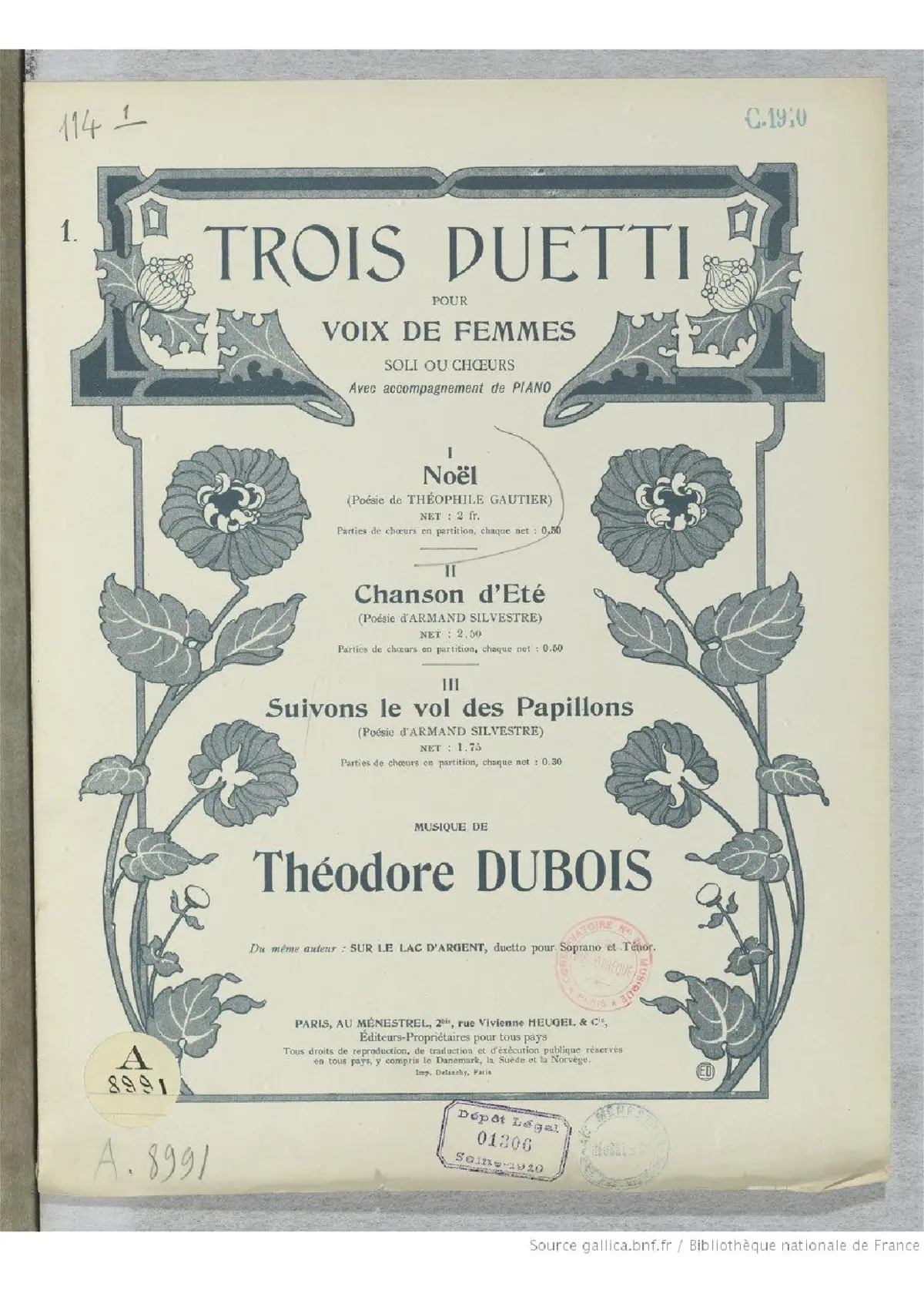 3 Duetti pour voix de femmes, soli ou chœurs - Page 1