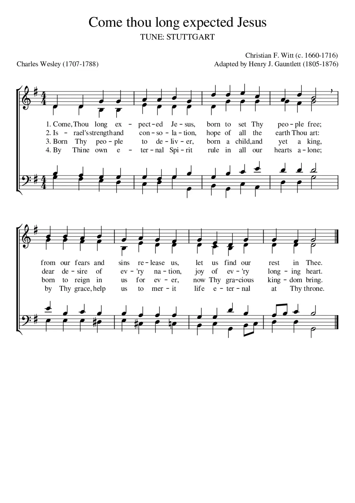 Come Thou Long Expected Jesus - Page 1