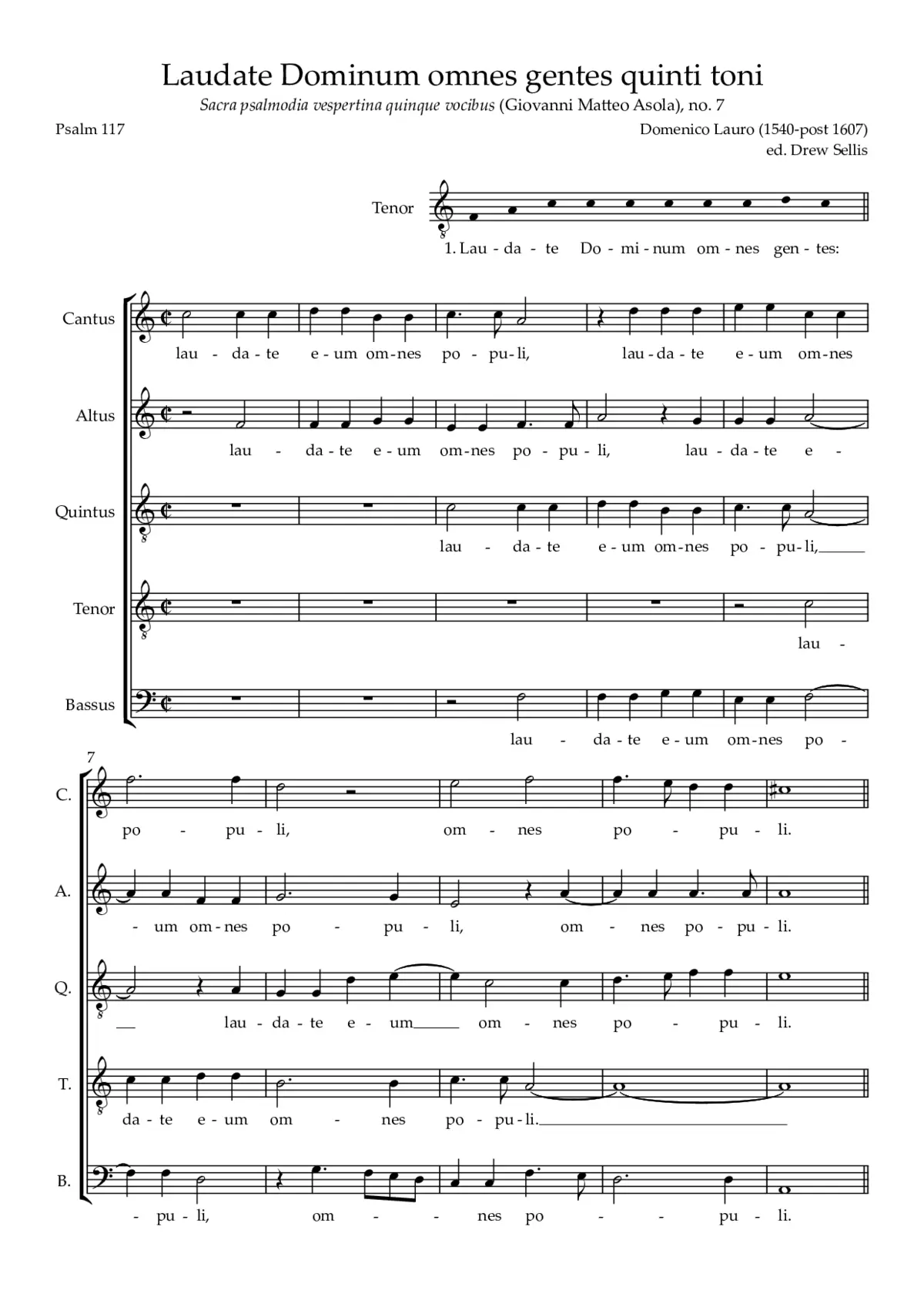 Laudate Dominum omnes gentes quinti toni - Page 1