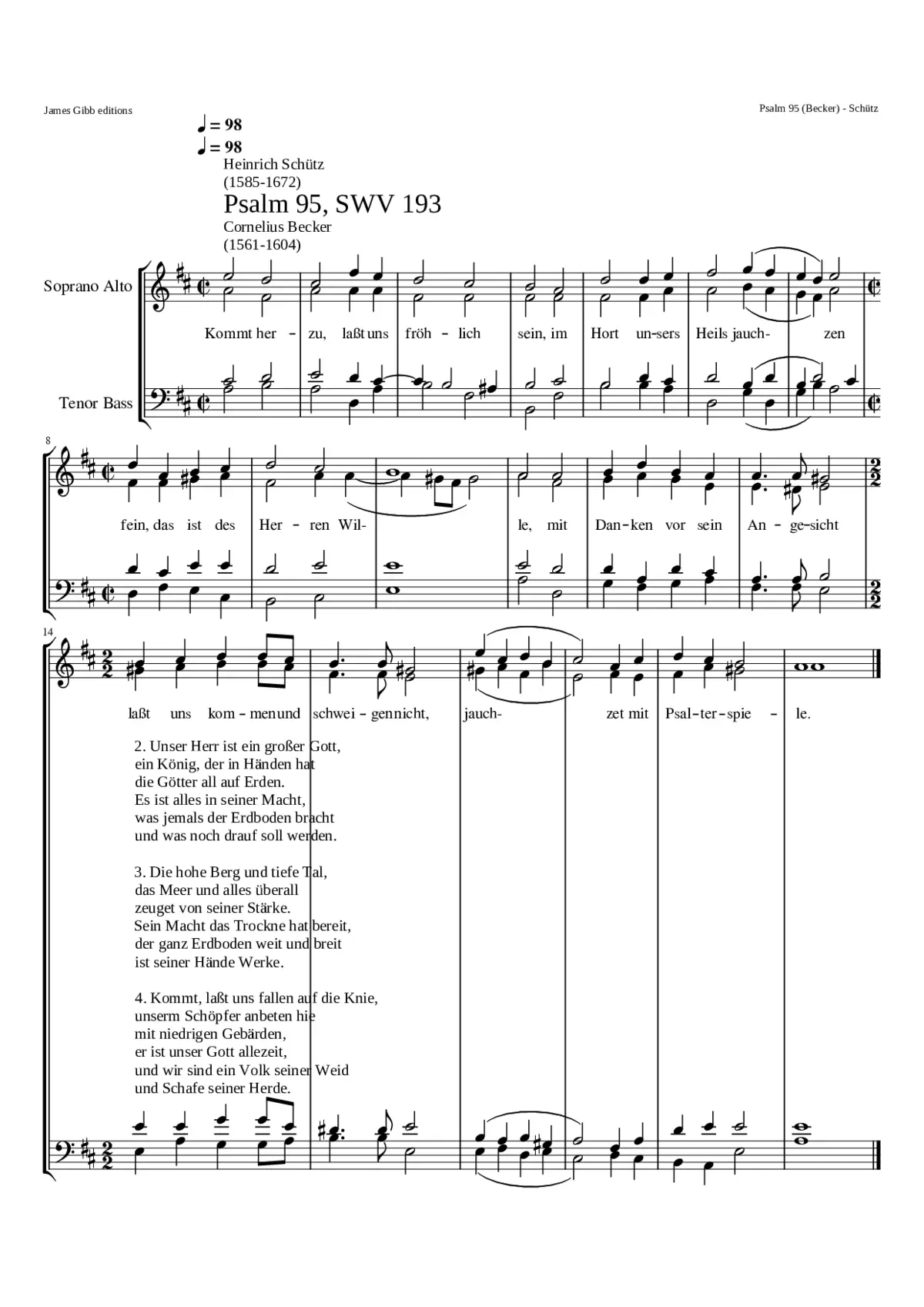 Kommt herzu laßt uns fröhlich sein SWV 193 - Page 1