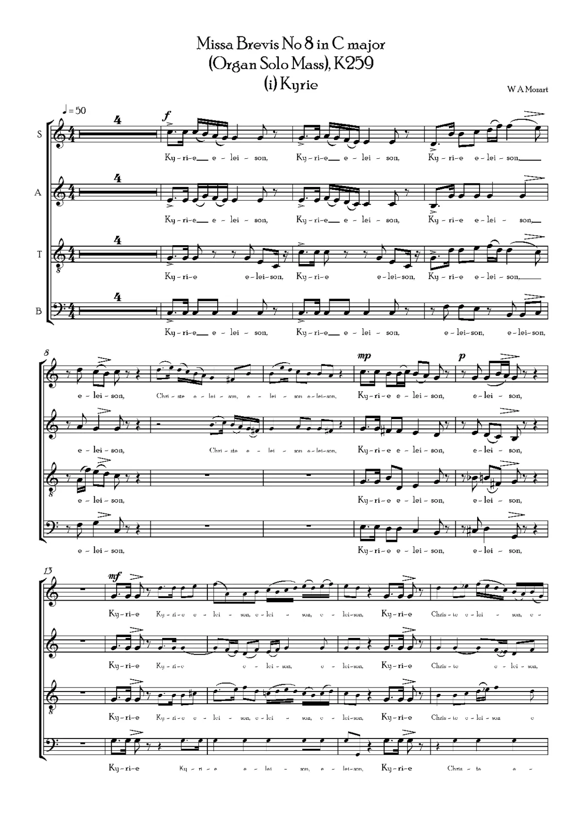 Missa brevis in C Major, KV 259 'Organ solo' - Page 1