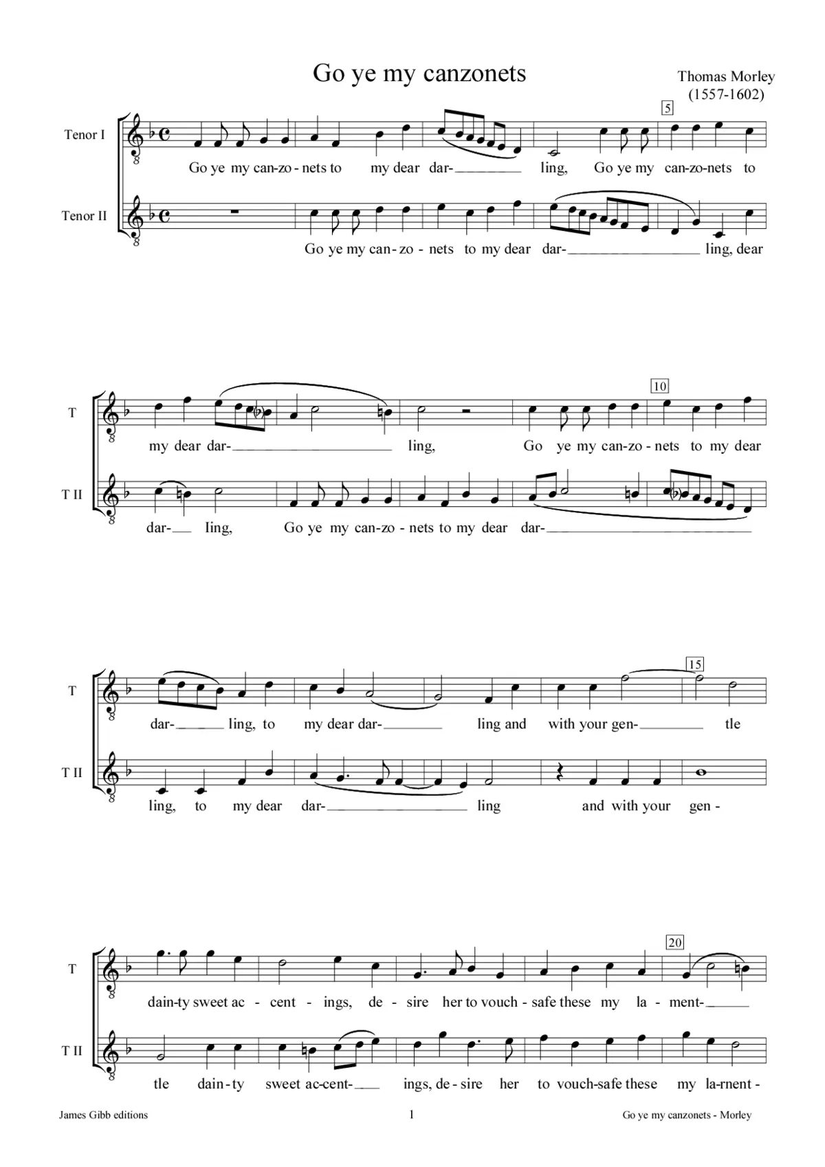 Go ye, my canzonets - Page 1
