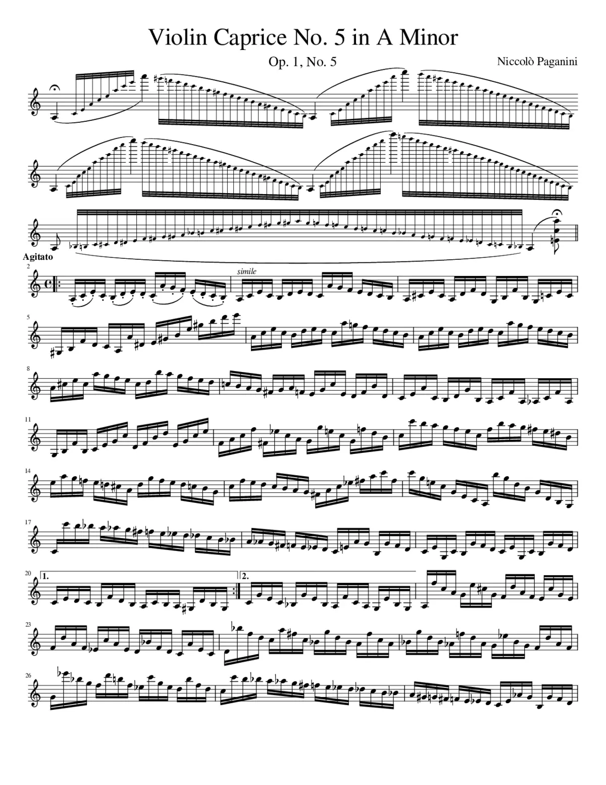 24 Caprices for Solo Violin Op.1 - Page 1