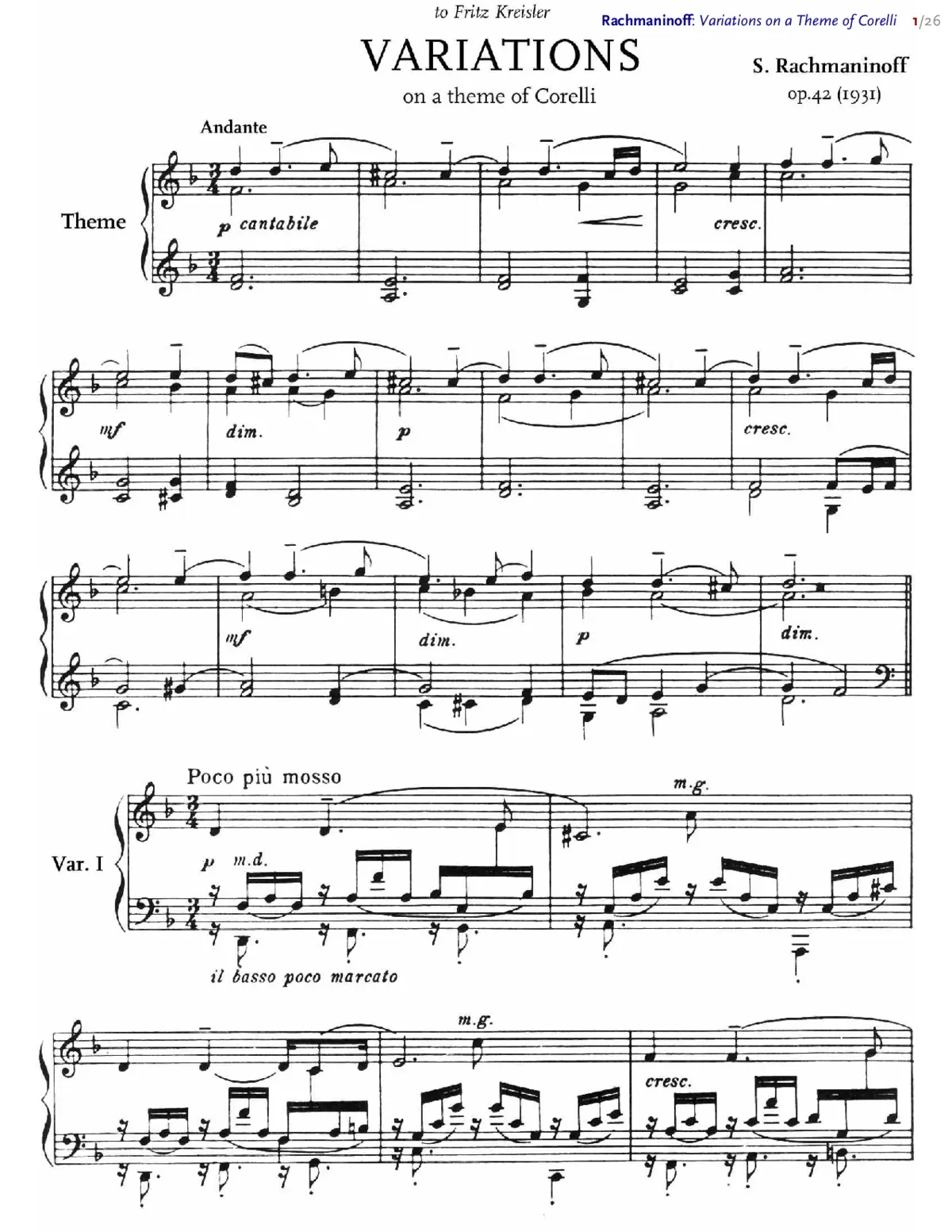 Variations on a Theme of Corelli - Page 1