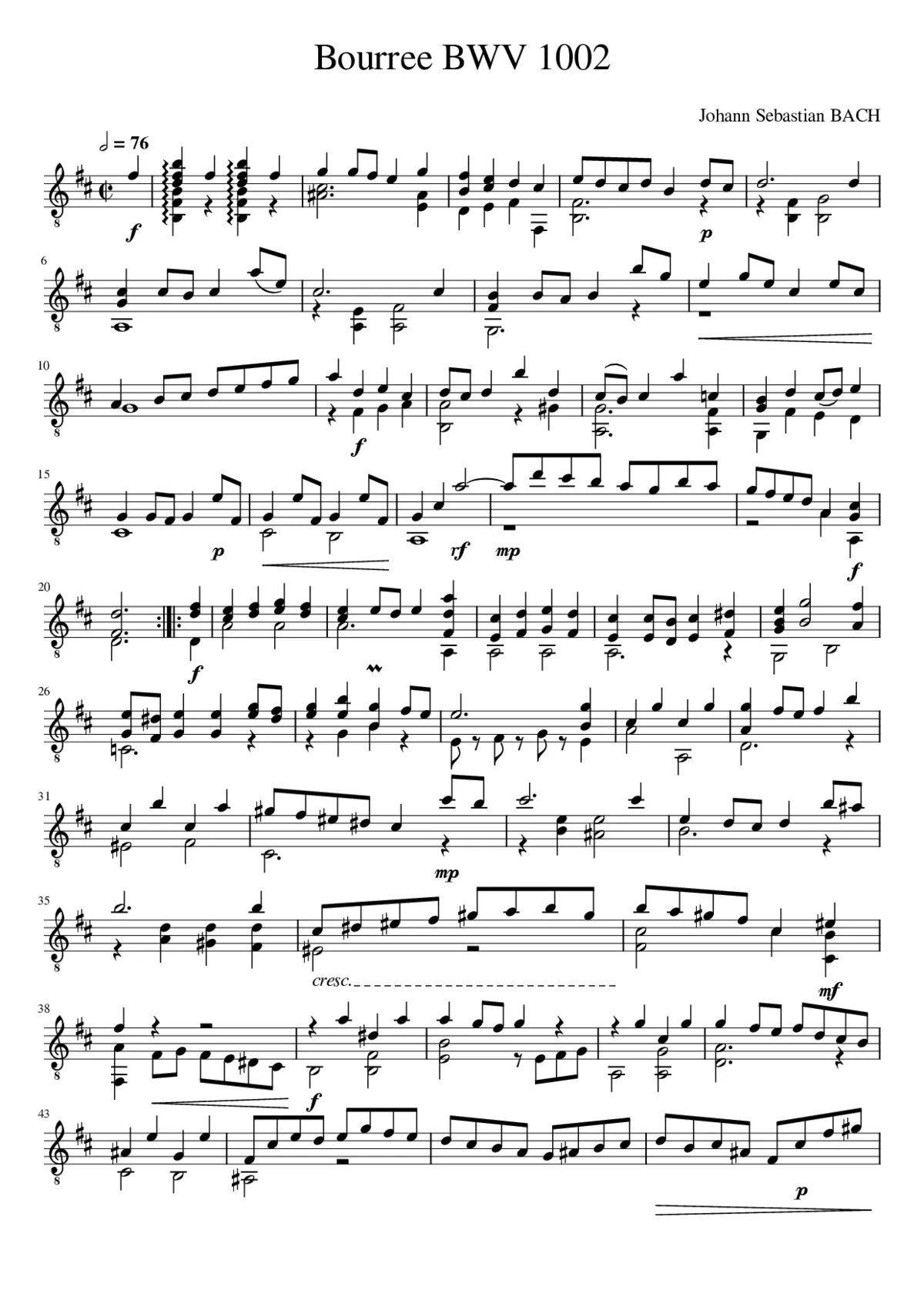 partita no 1 in b minor bwv 1002 - bourree - Page 1