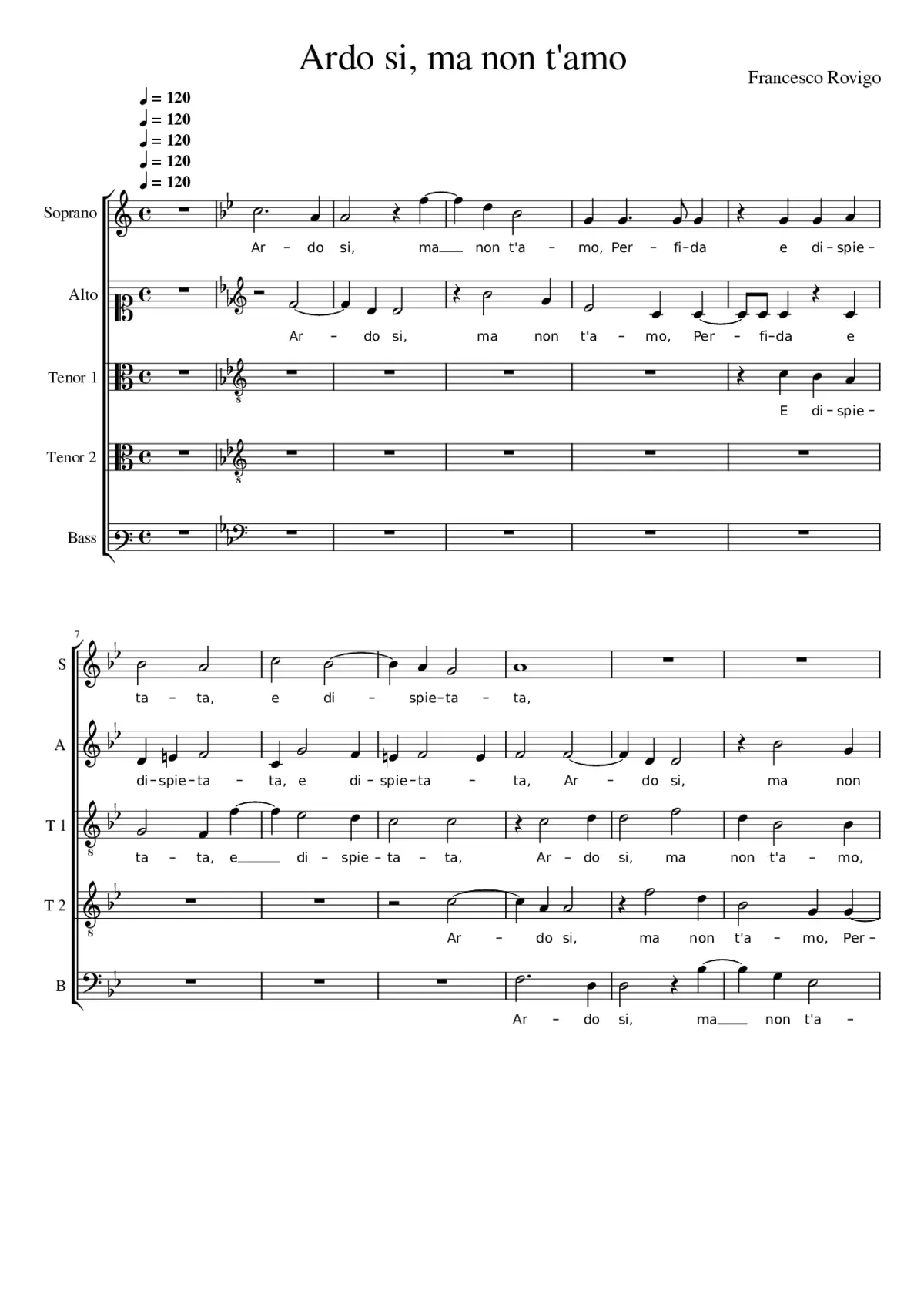 Ardo si ma non t'a-mo (Rovigo's 2nd setting may be found here.) - Page 1