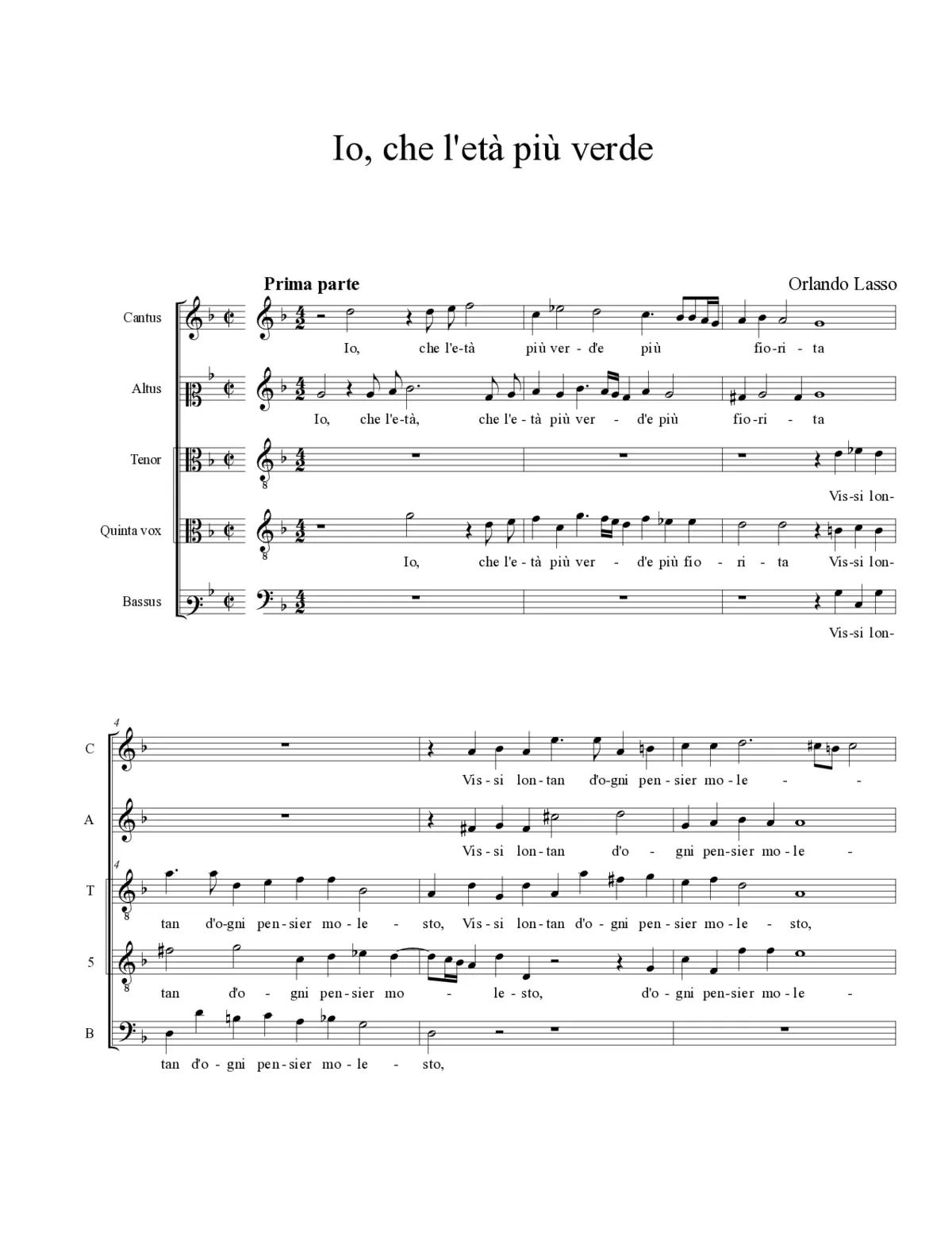 Io, che l'età più verde - Page 1