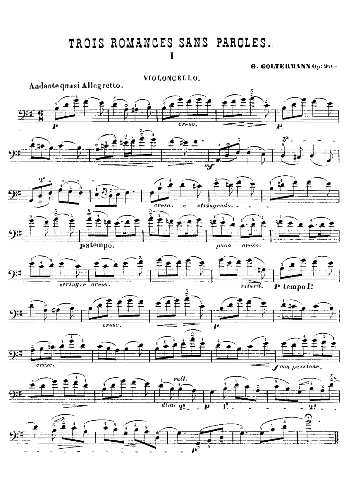 Trois Romances sans Paroles, Op.90 - Page 1