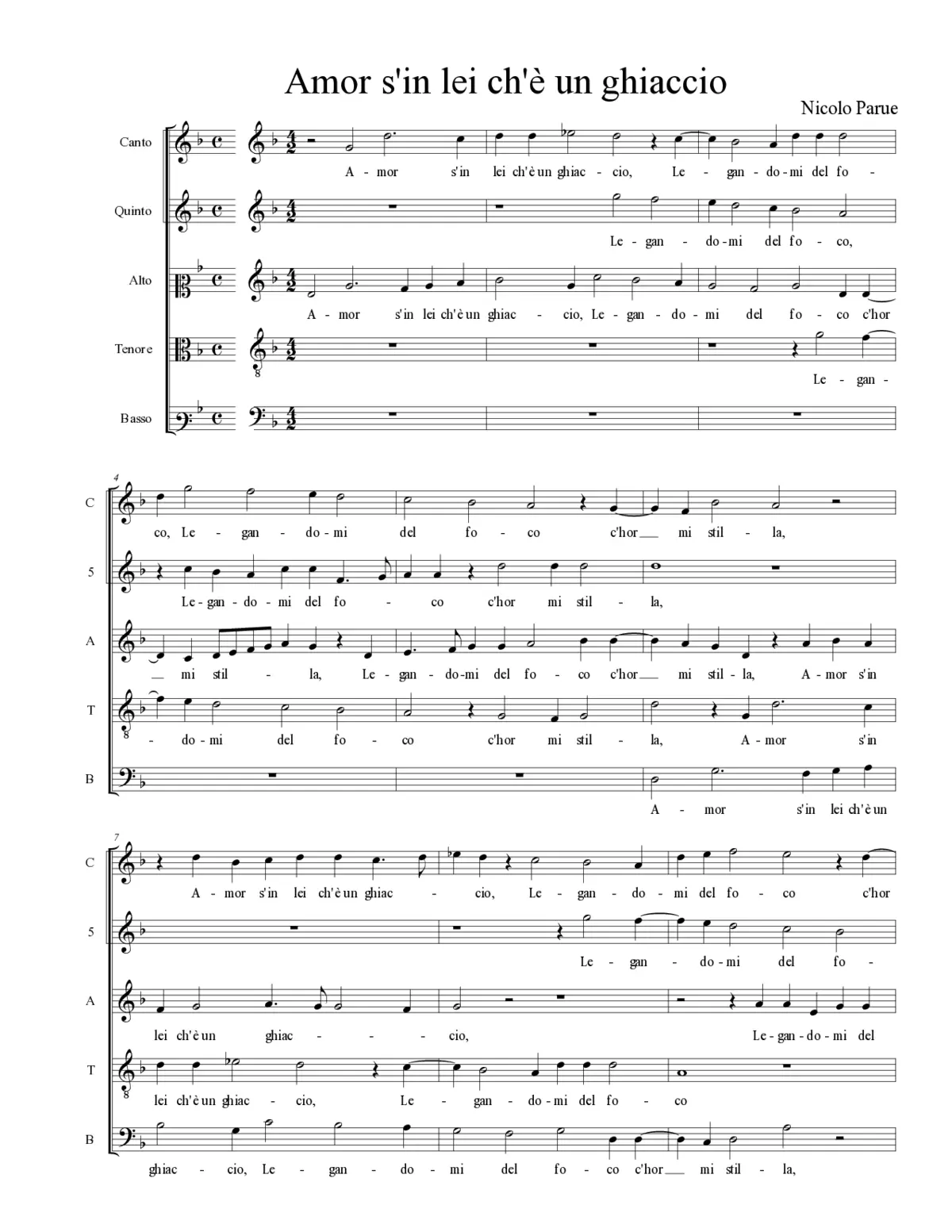 Amor s'in lei ch'è un ghiaccio - Page 1