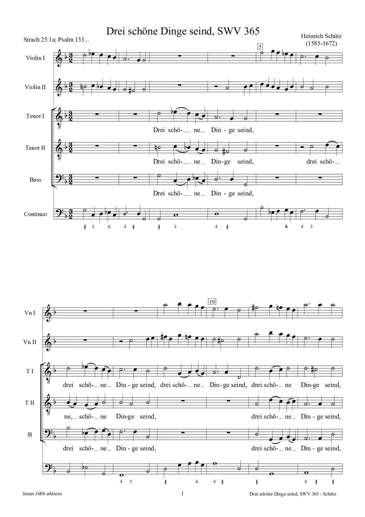 Drei schöne Dinge seind, SWV 365 - Page 1