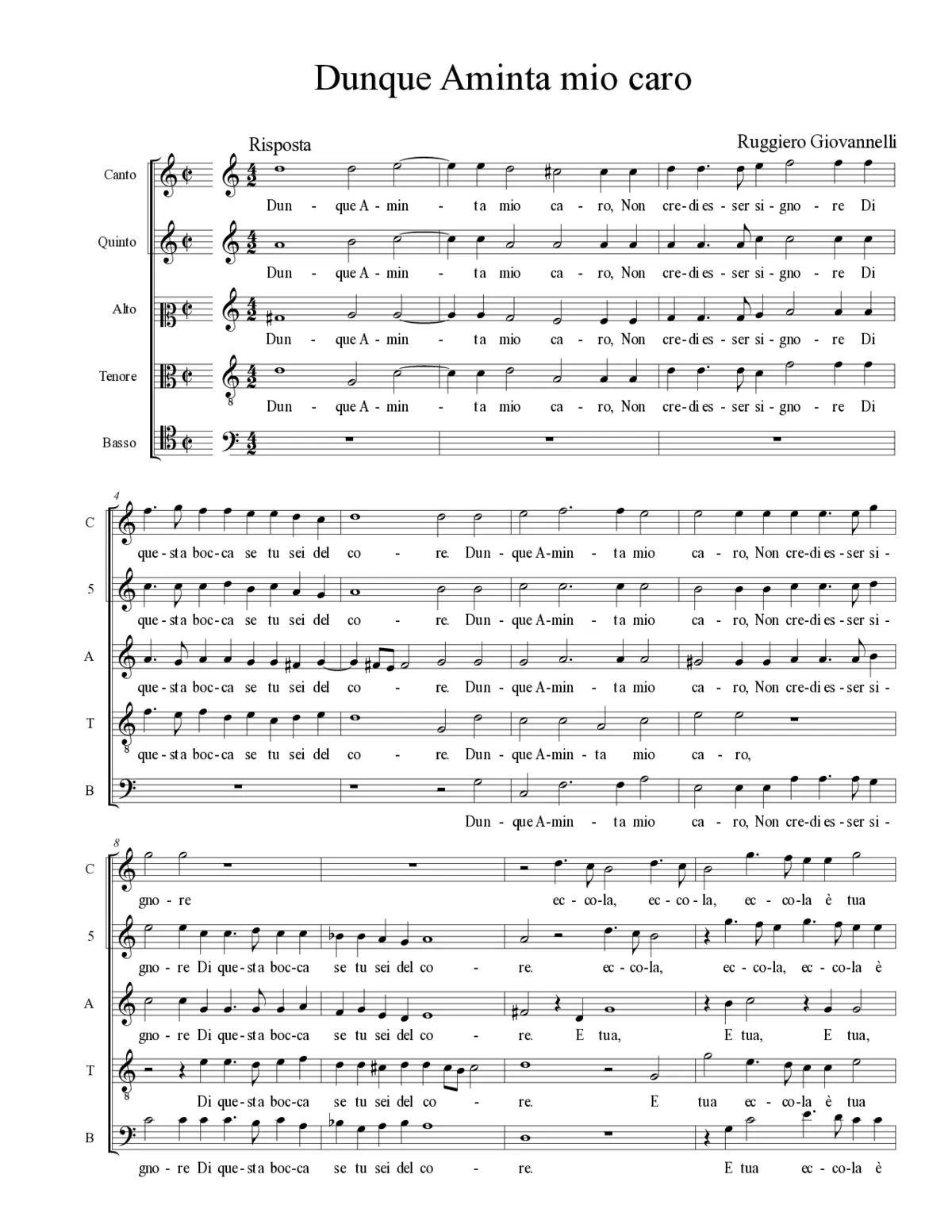Dunque Aminta mio caro - Page 1