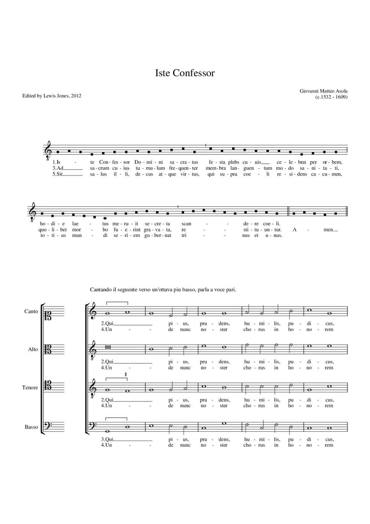 Iste Confessor a 4 (even verses) - Page 1