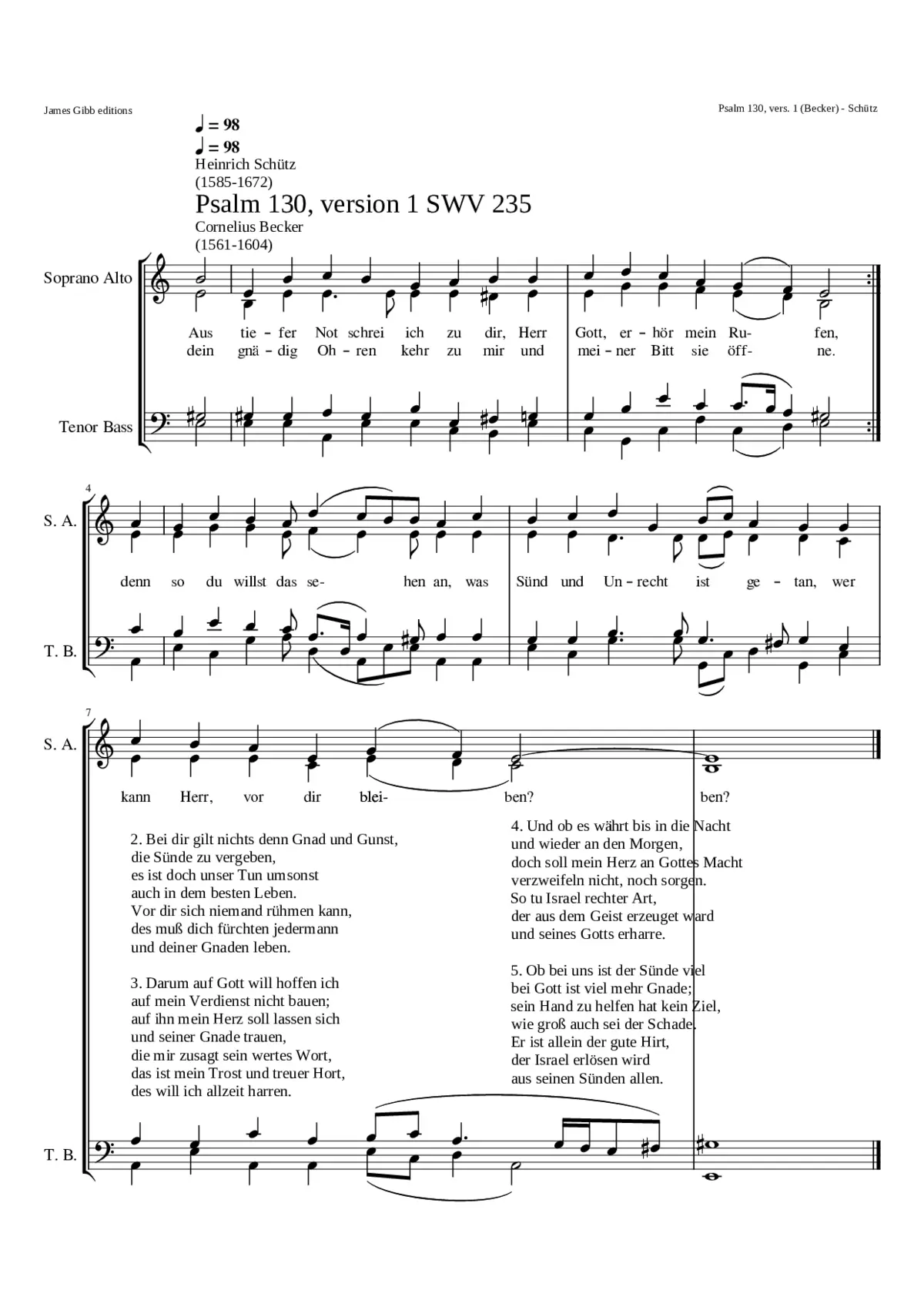 Aus tiefer Not schrei ich zu dir SWV 235 - Page 1