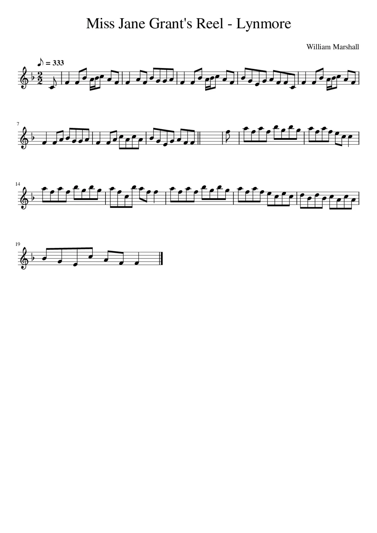 Miss Jane Grant's Reel - Lynmore - Page 1