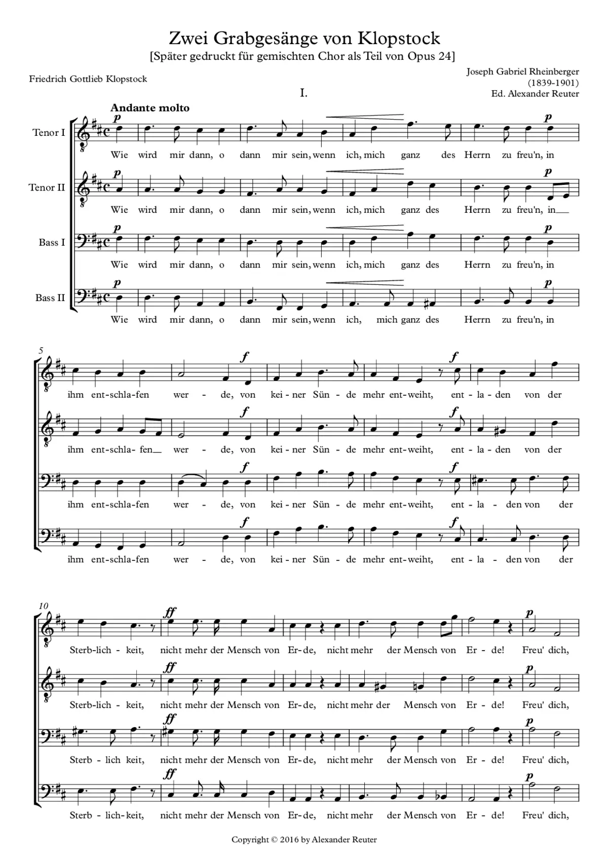 Zwei Grabgesänge von Klopstock - Page 1