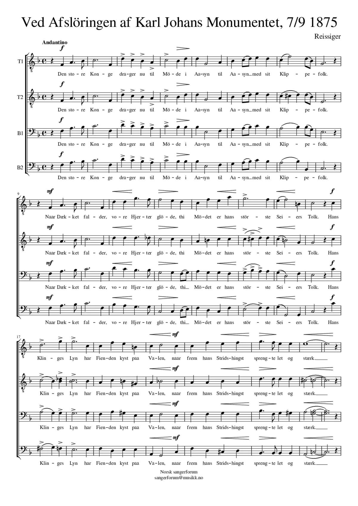 Ved Afslöringen af Karl Johans Monumentet - Page 1