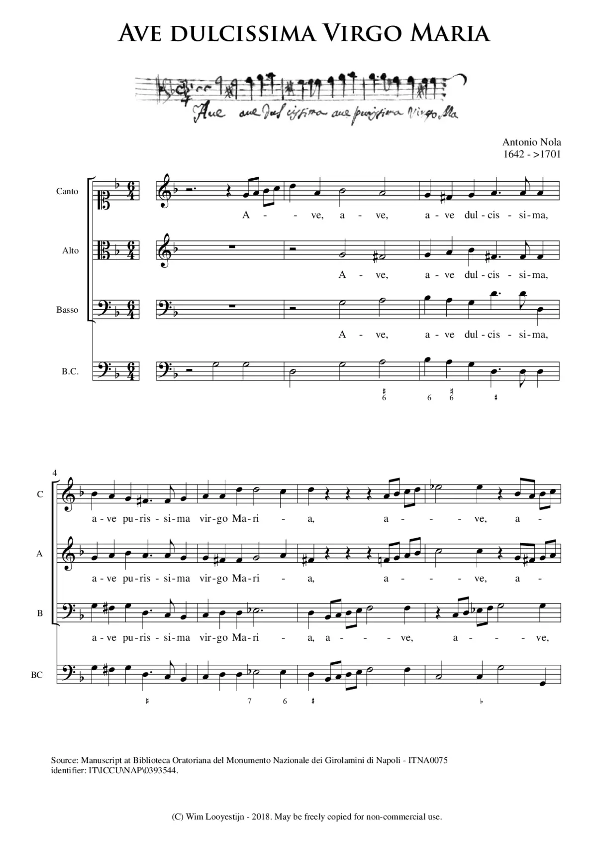 Ave dulcissima Virgo Maria - Page 1