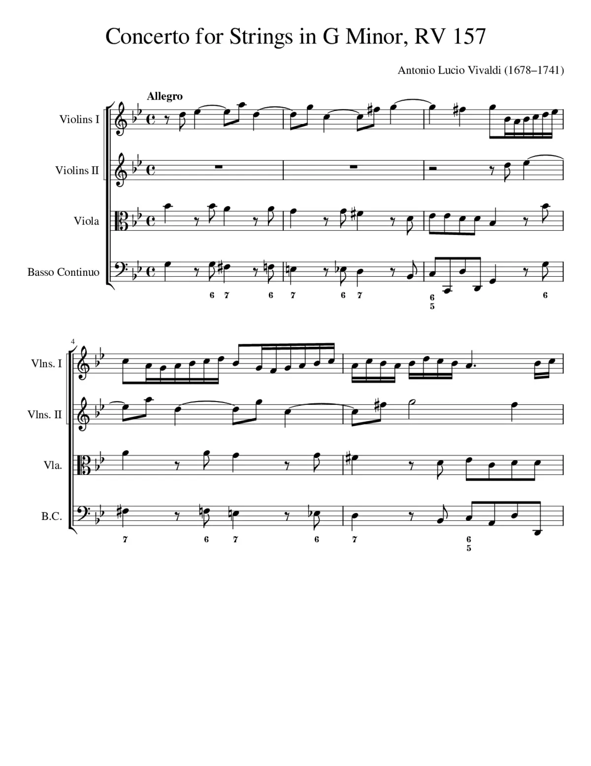 Concerto for Strings in G minor RV 157 - Page 1