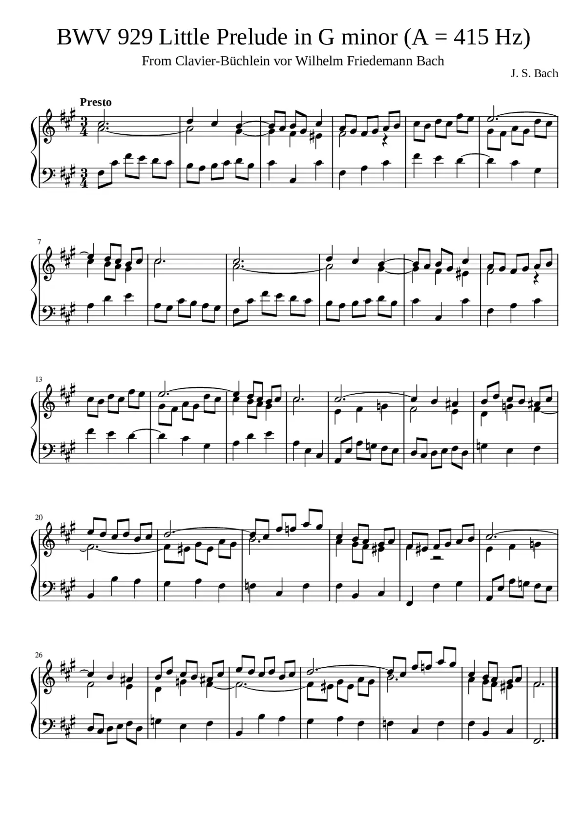 BWV 929: Prelude in G minor (A = 415 Hz) - Page 1