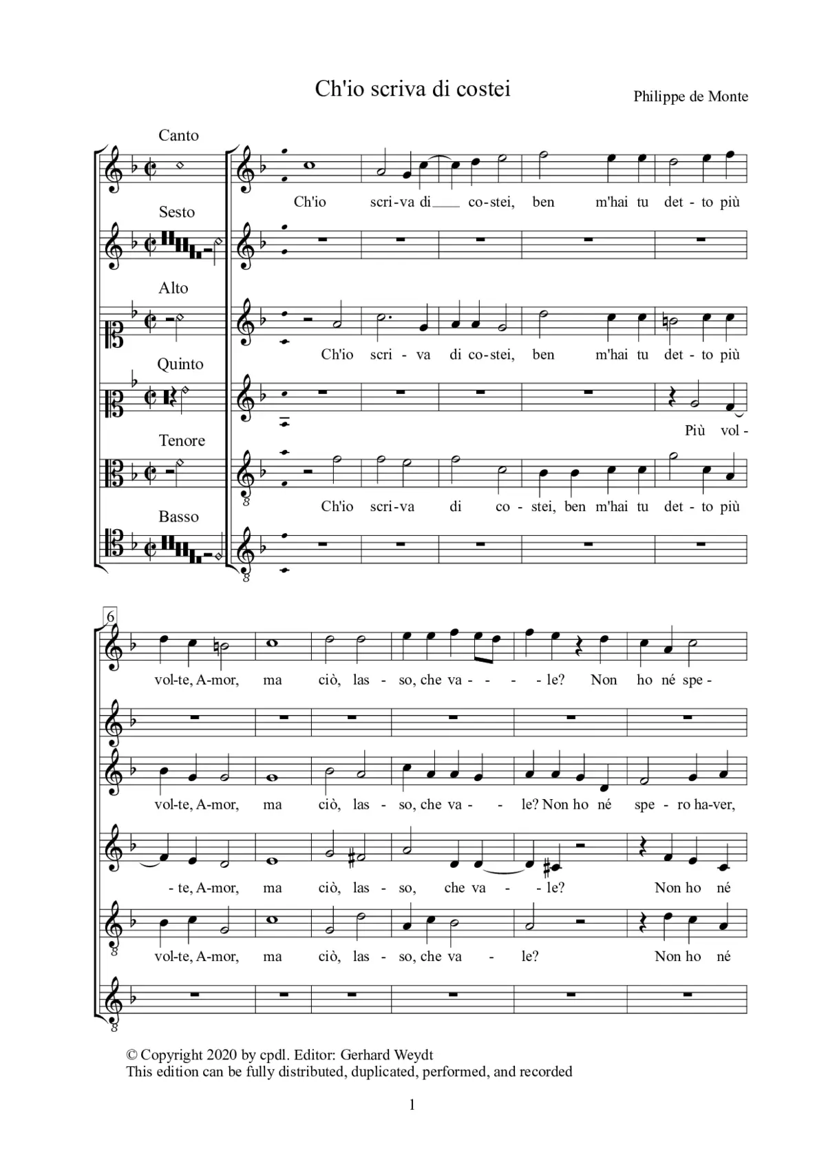 Ch'io scriva di costei - Page 1