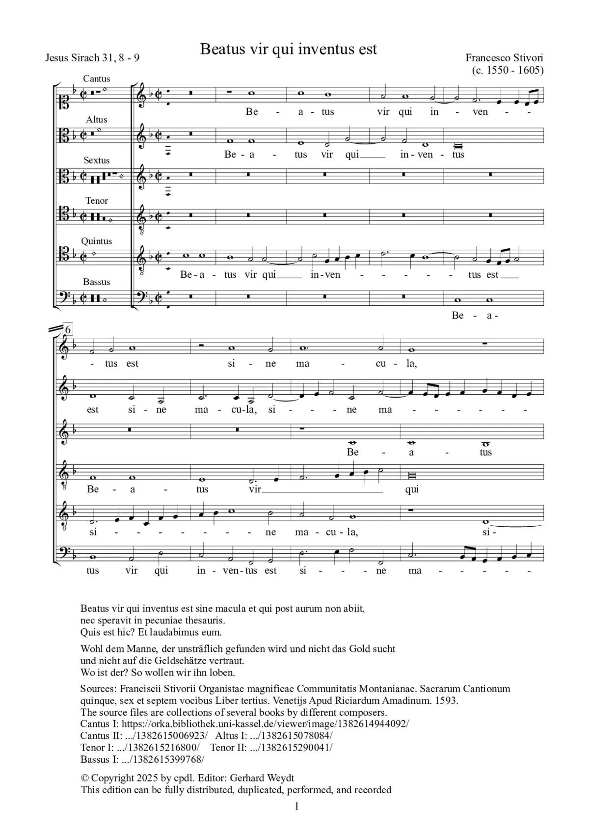 Beatus vir qui inventus est - Page 1