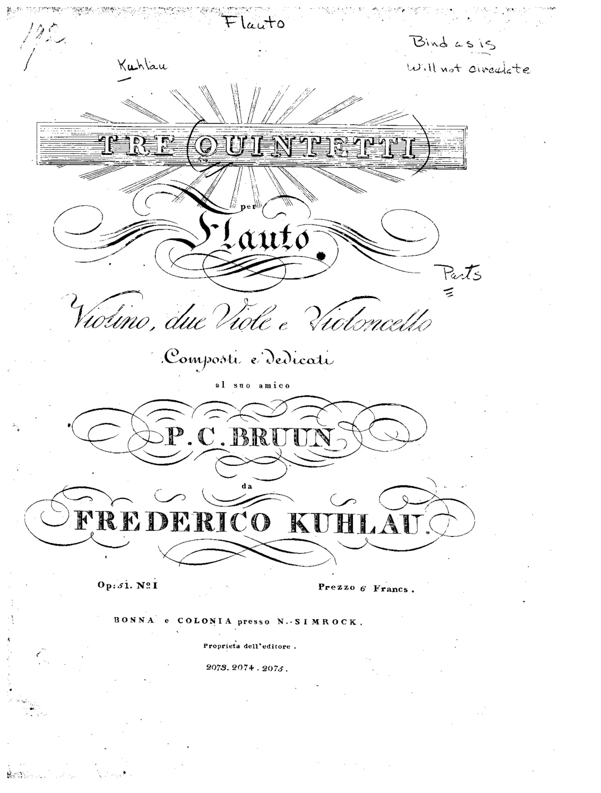 3 Quintets for Flute and Strings - Page 1