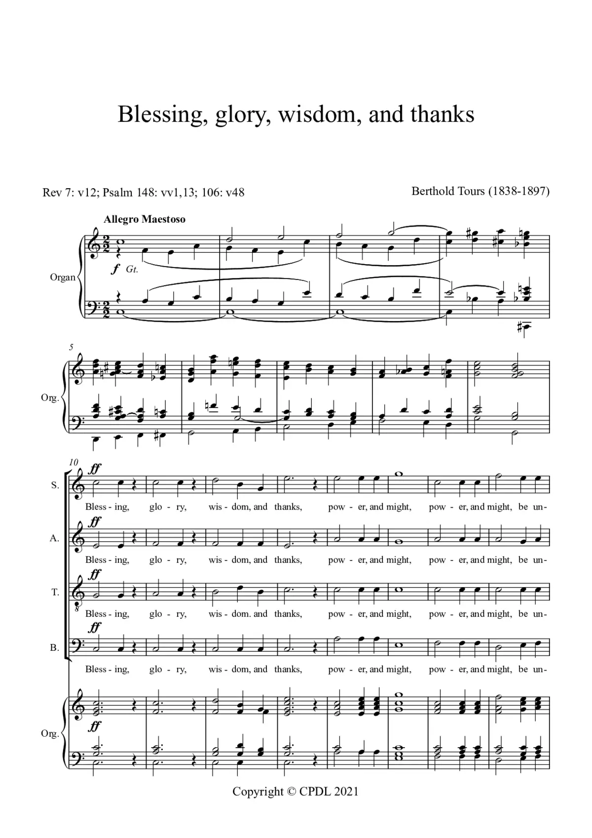 Blessing, glory, wisdom, and thanks - Page 1