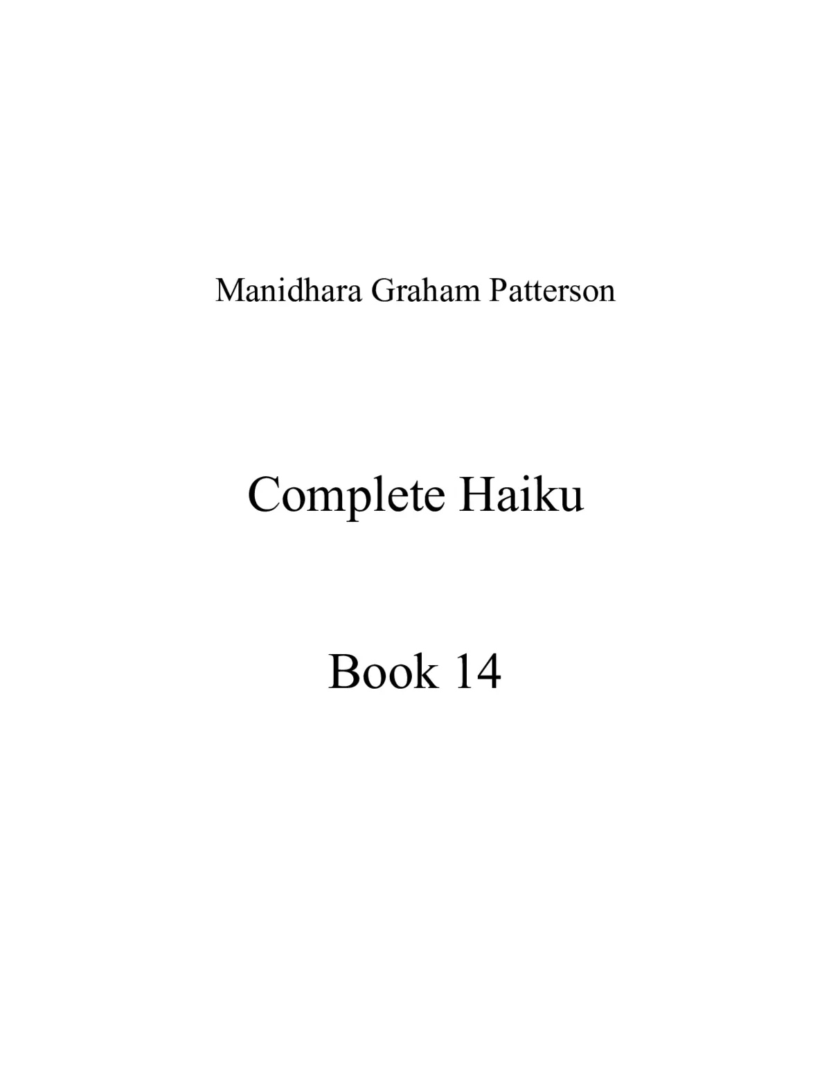 Haiku, Book 14 - Page 1