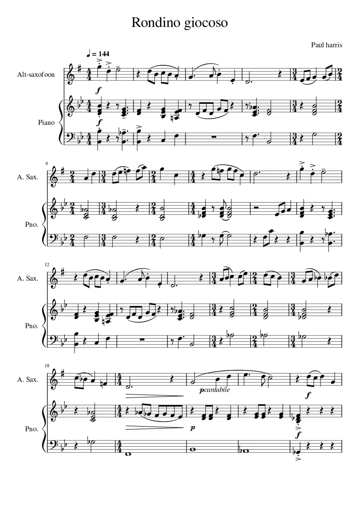 rondino giocoso saxophone + piano - Page 1