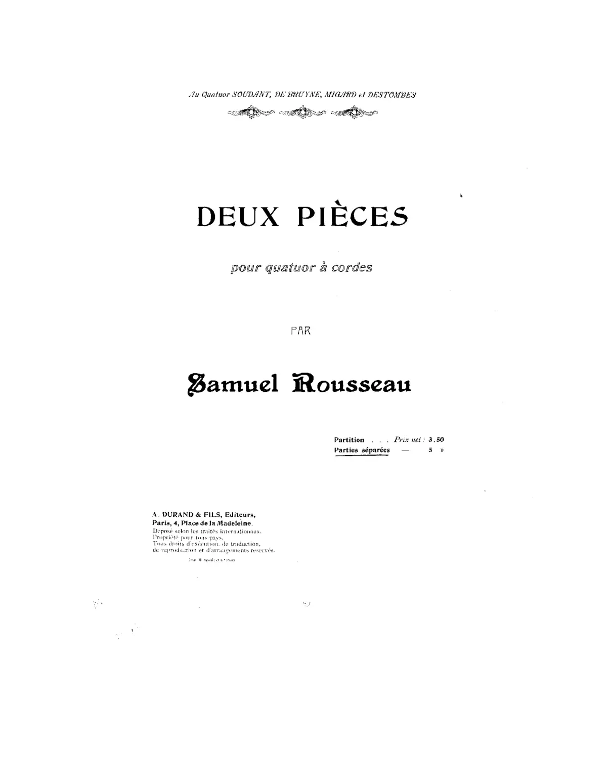 2 Pièces pour quatuor à cordes - Page 1