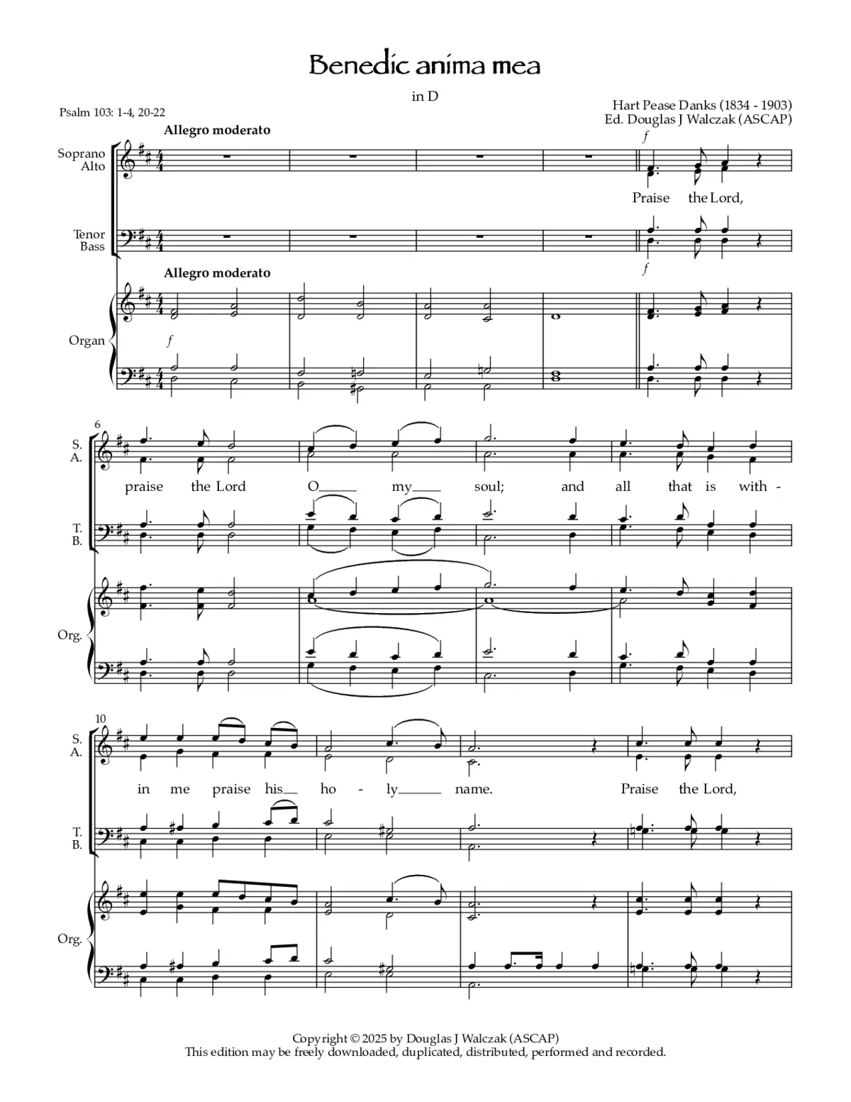Benedic anima mea in D - Page 1