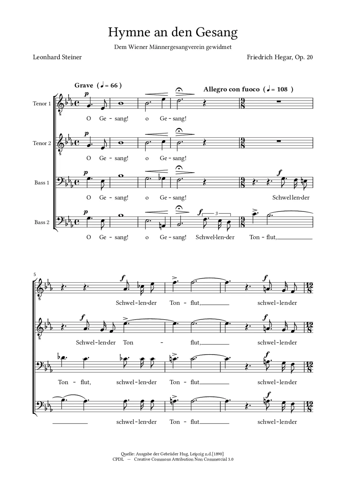 Hymne an den Gesang, Op. 20 - Page 1