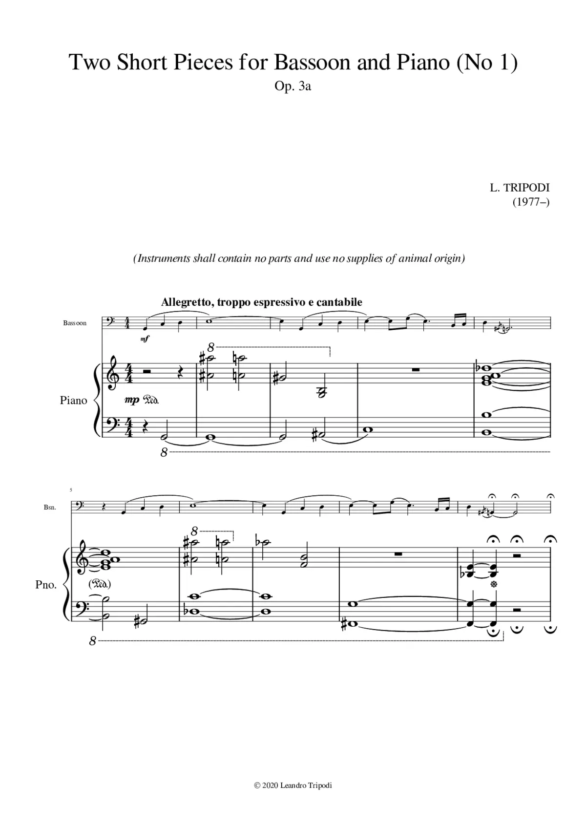 Two Short Pieces for Bassoon and Piano - Page 1