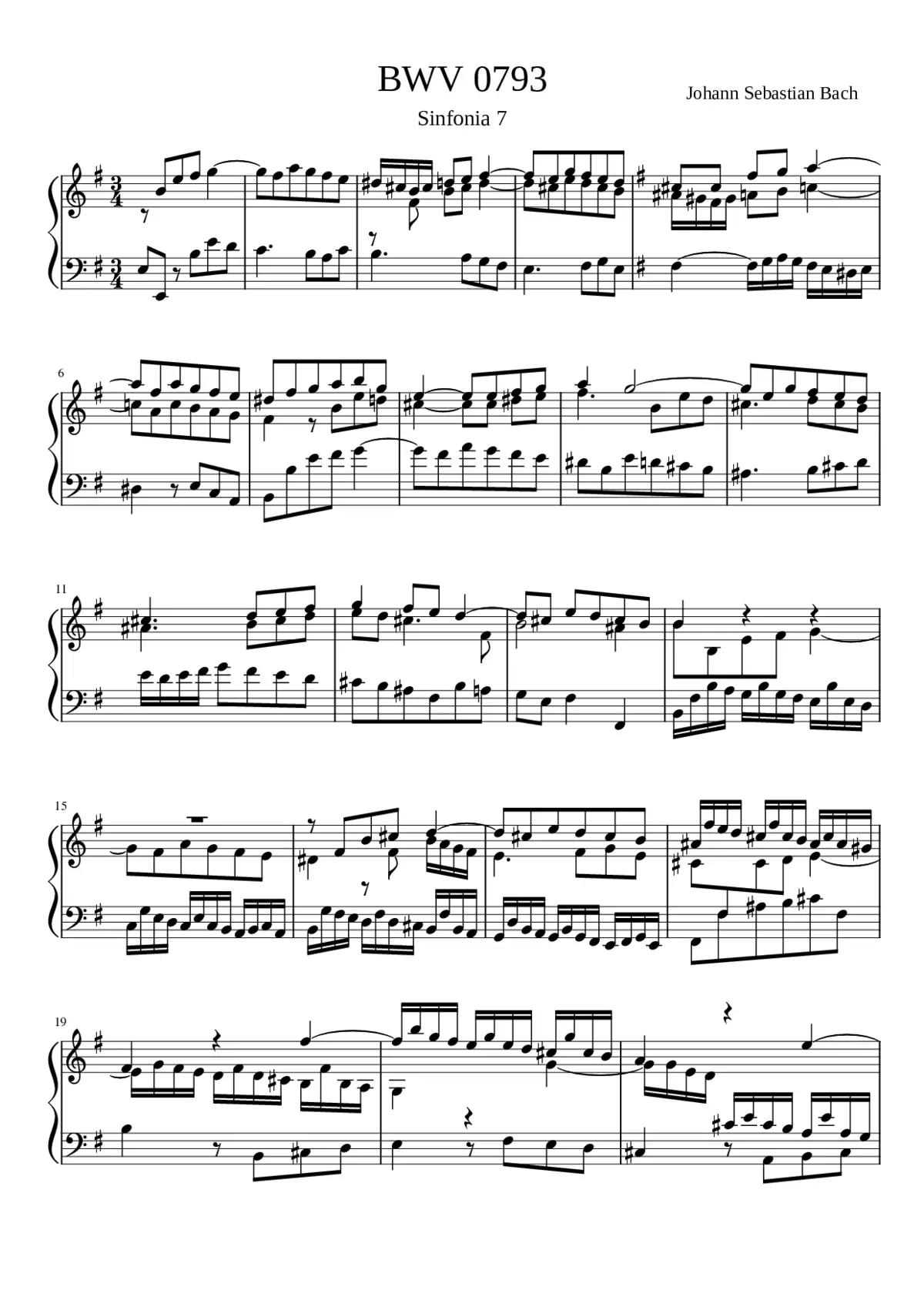 Sinfonia in E minor BWV 793 - Page 1