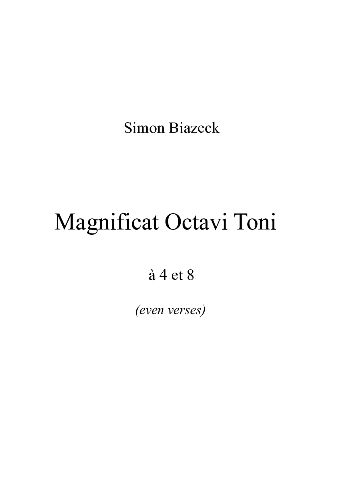 Magnificat Octavi Toni à 4 (SATB) - Page 1