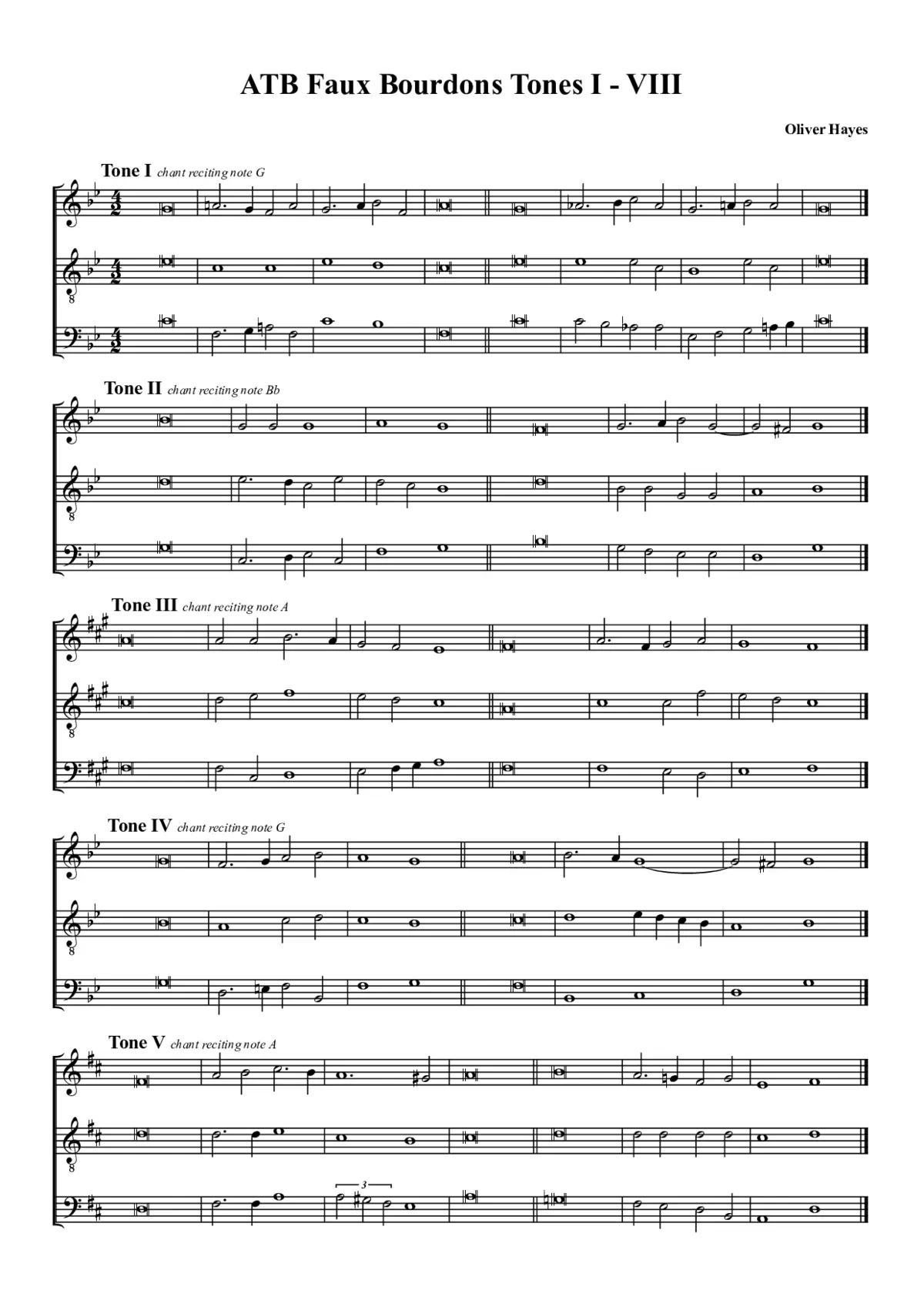 Faux bourdons Tones I - VIII - Page 1