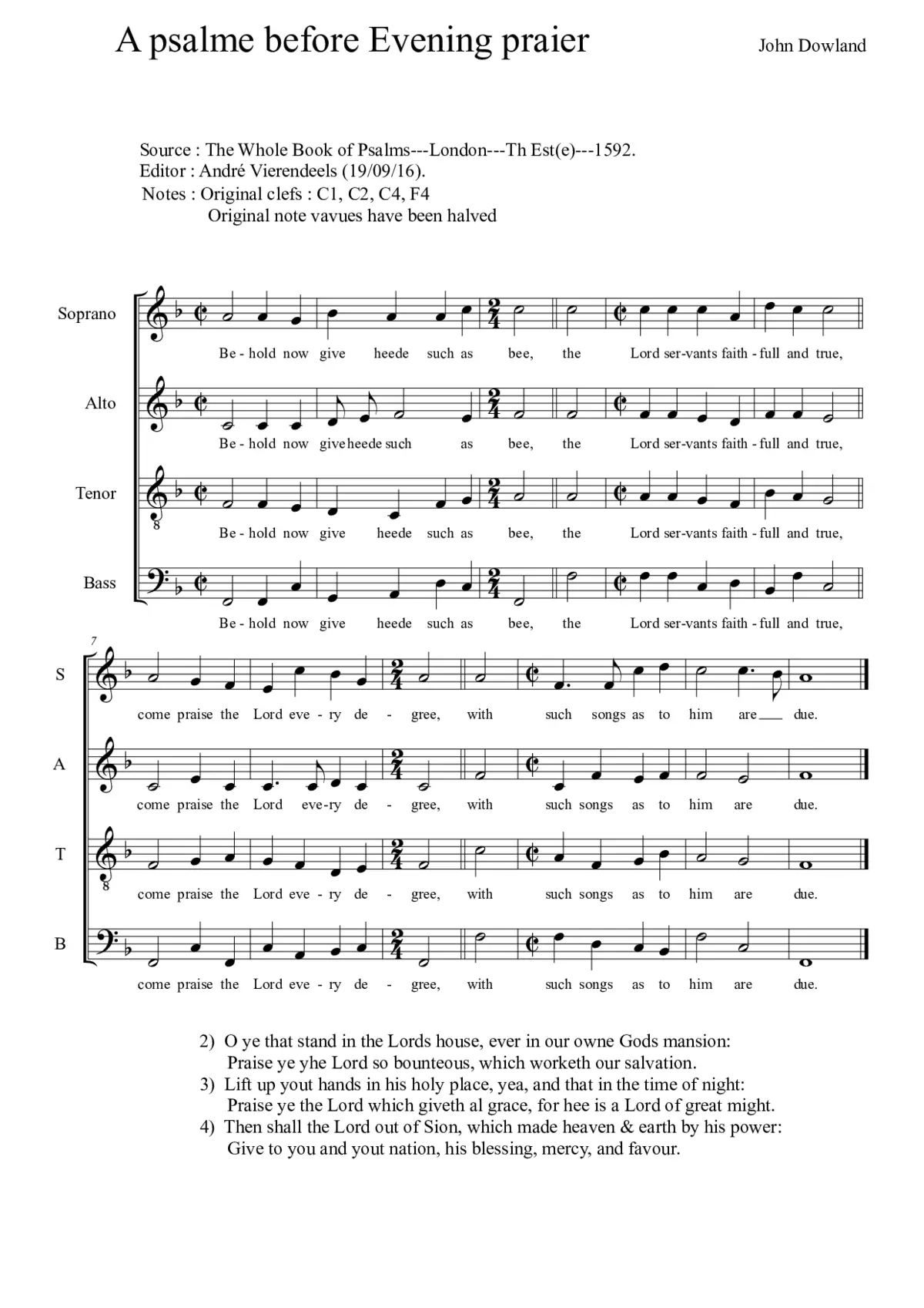 A psalme before Evening praier - Page 1