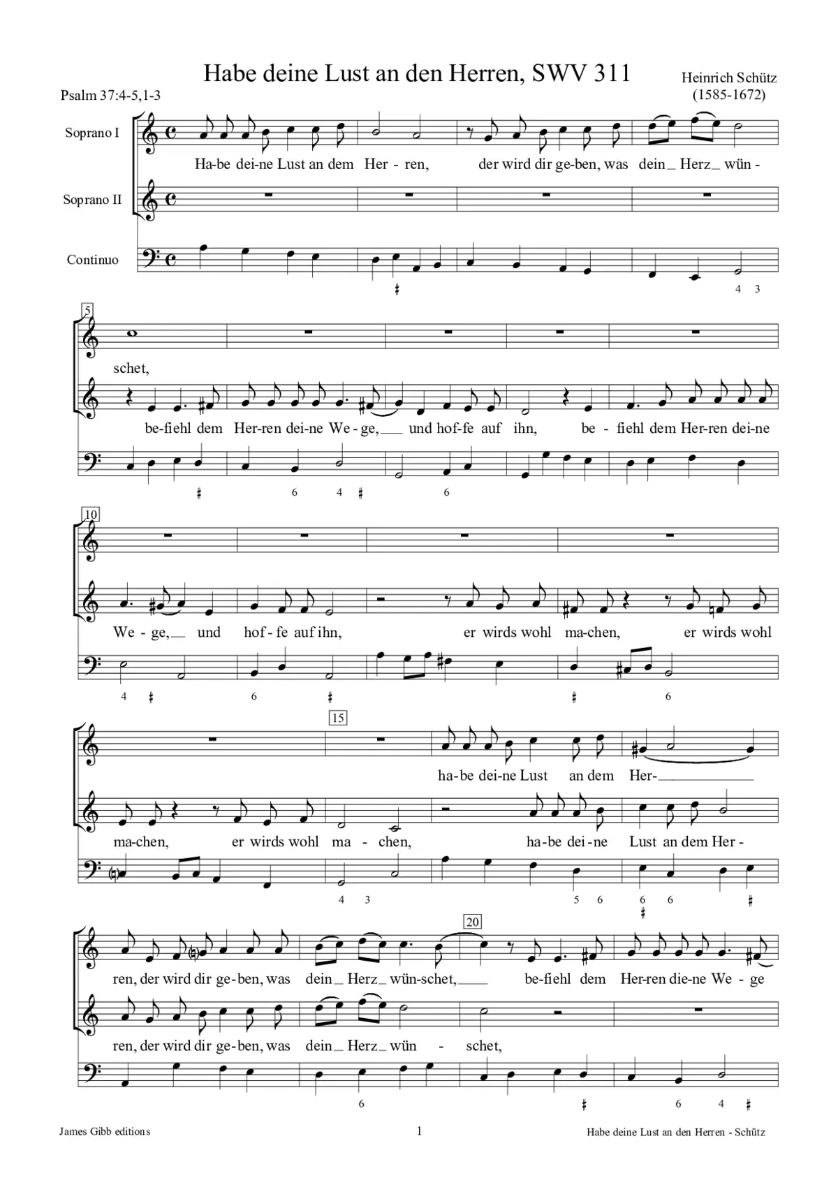 Habe deine Lust an dem Herren, SWV 311 - Page 1