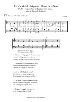 F - Nativité du Seigneur - Messe de la Nuit - Ps. 95 : Aujourd'hui un Sauveur nous est né