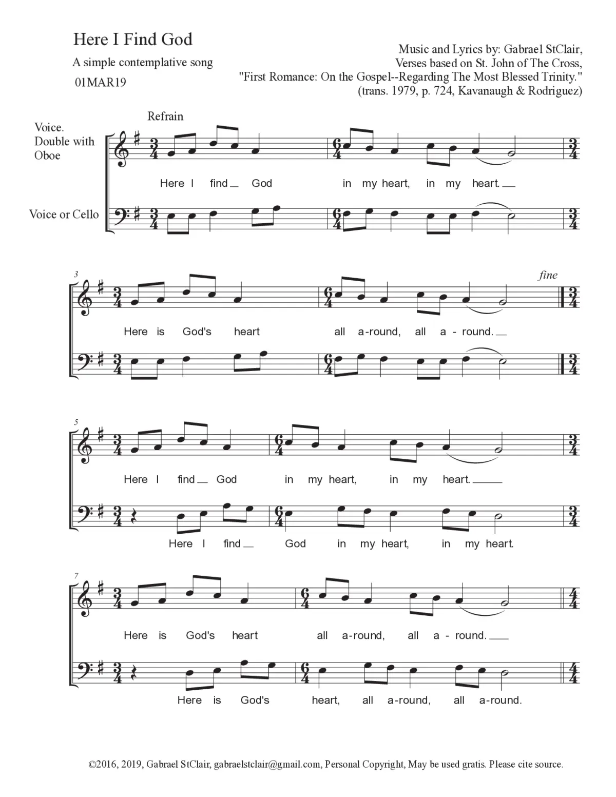 Here I find God (Revised for 2 Voices) - Page 1