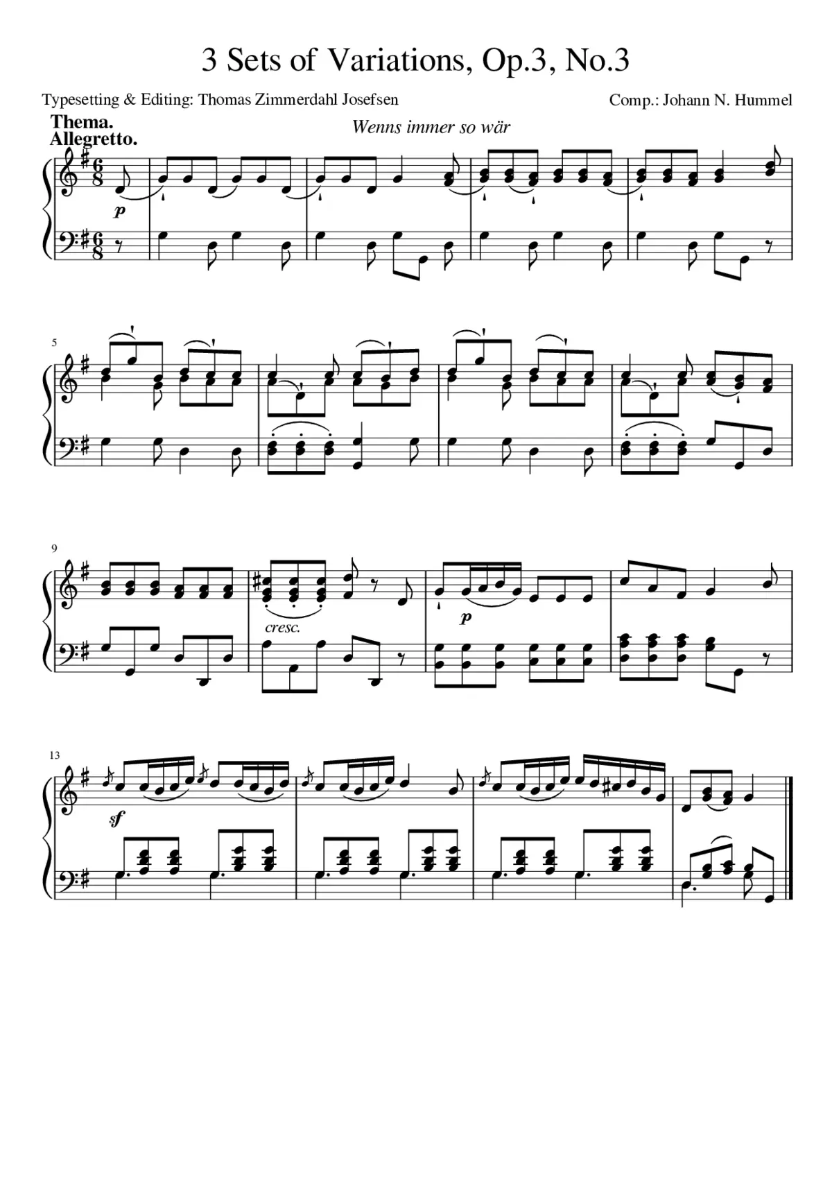 3 Sets of Variations for Piano - Page 1